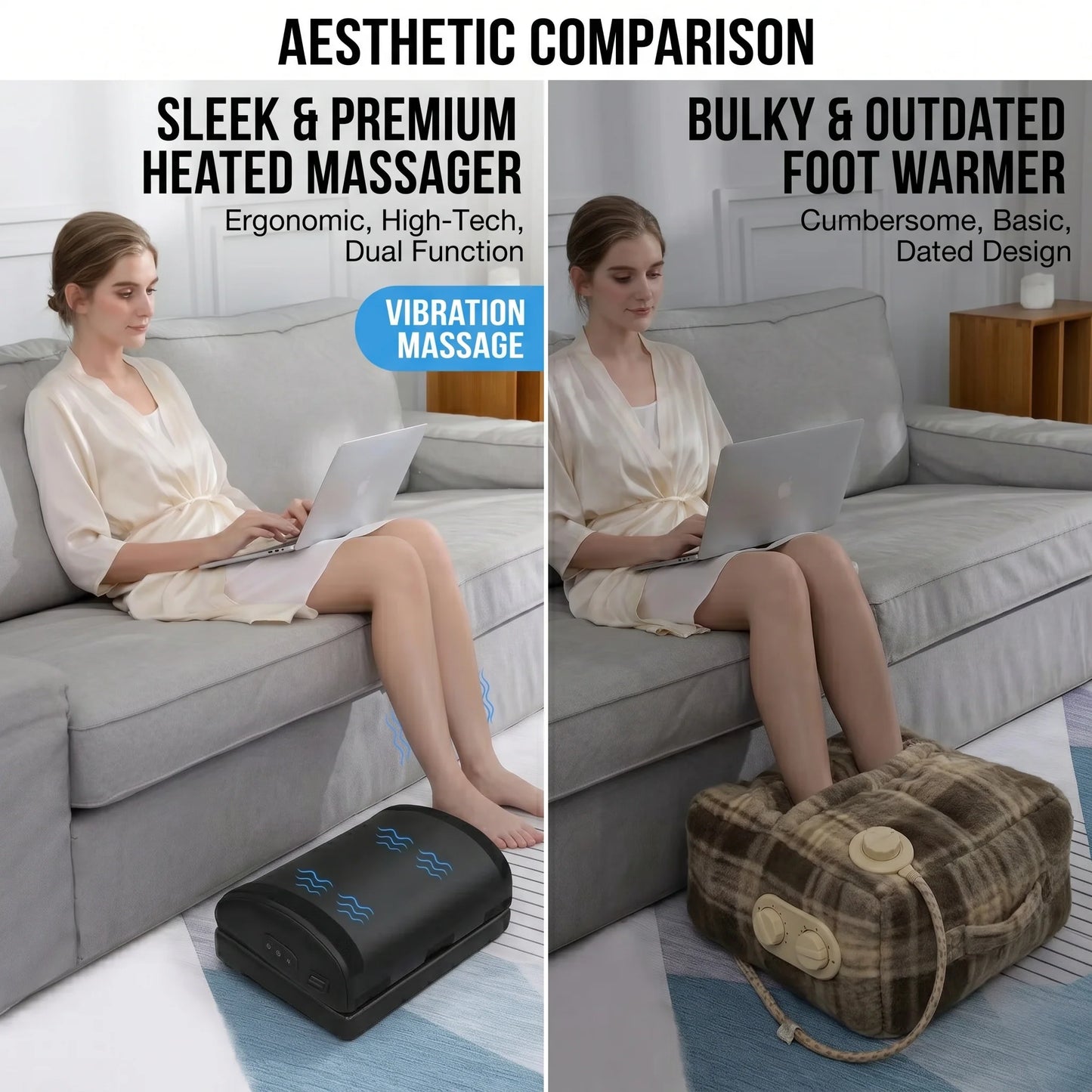Foot Massager Heated Memory Foam Vibration