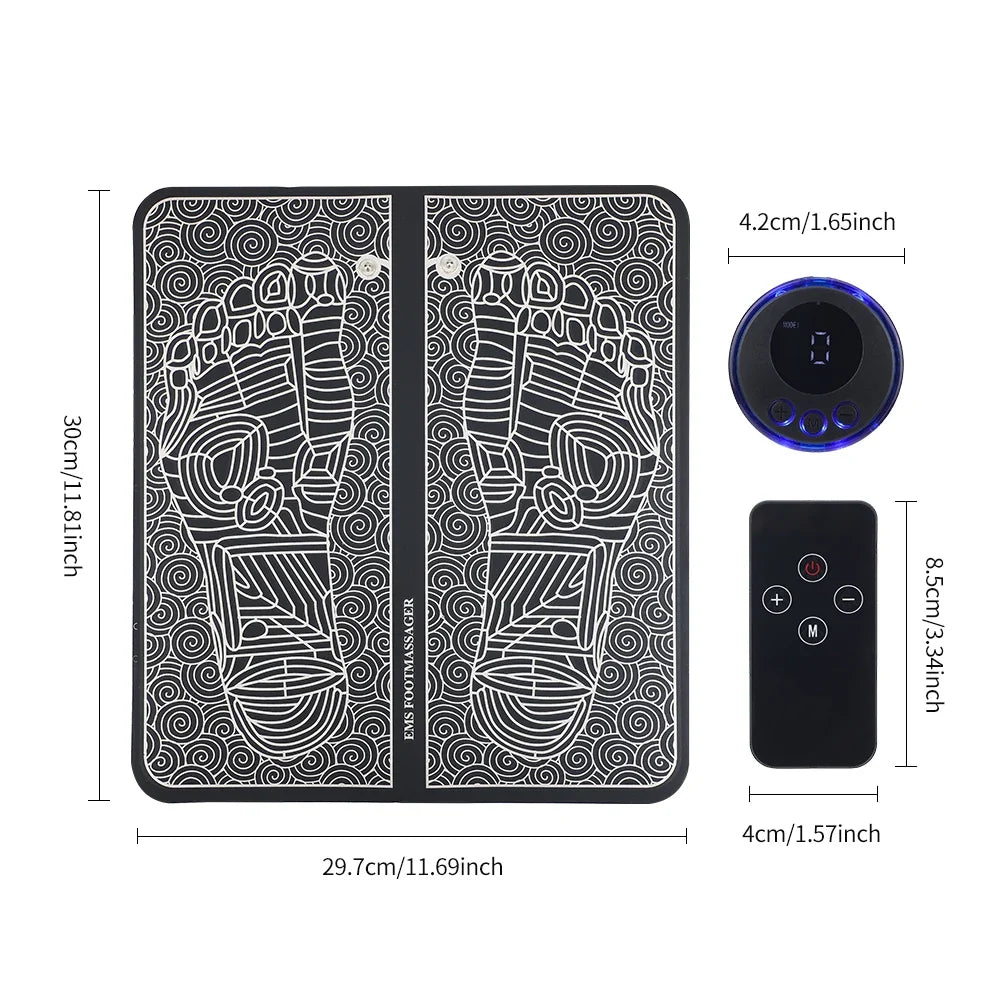 Foot Massager Mat EMS 8 Modes USB-C Rechargeable
