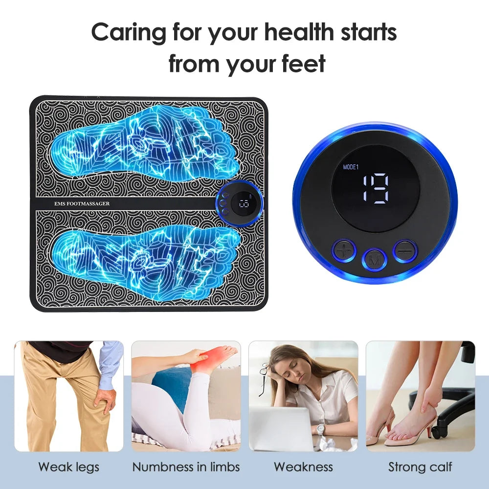 Foot Massager Mat EMS 8 Modes USB-C Rechargeable