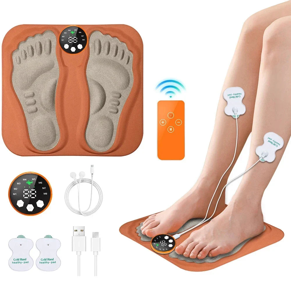 Foot Massager Mat EMS Pulse Wireless Remote & Rechargeable