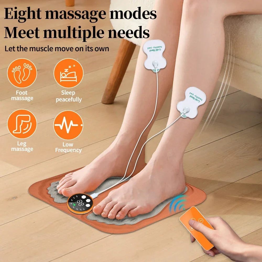 Foot Massager Mat EMS Pulse Wireless Remote & Rechargeable