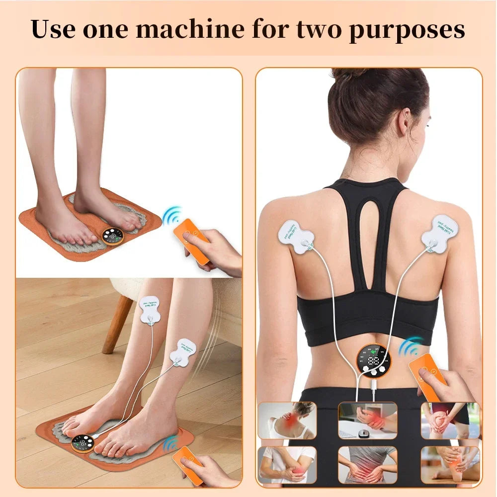Foot Massager Mat EMS Pulse Wireless Remote & Rechargeable