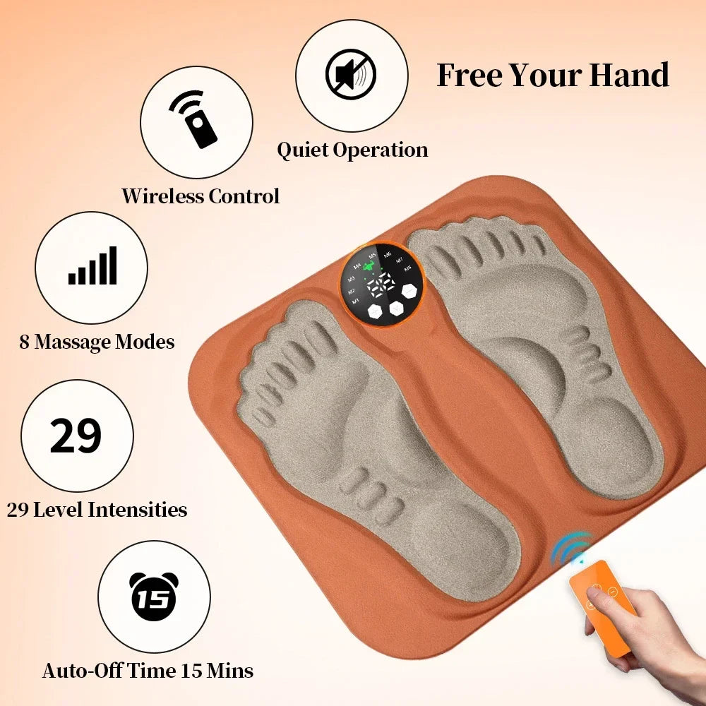 Foot Massager Mat EMS Pulse Wireless Remote & Rechargeable