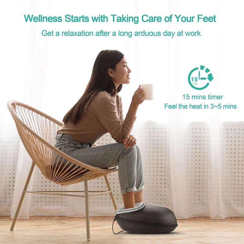 Foot Massager Shiatsu Deep-Kneading & Heat 15-Min Auto Timer