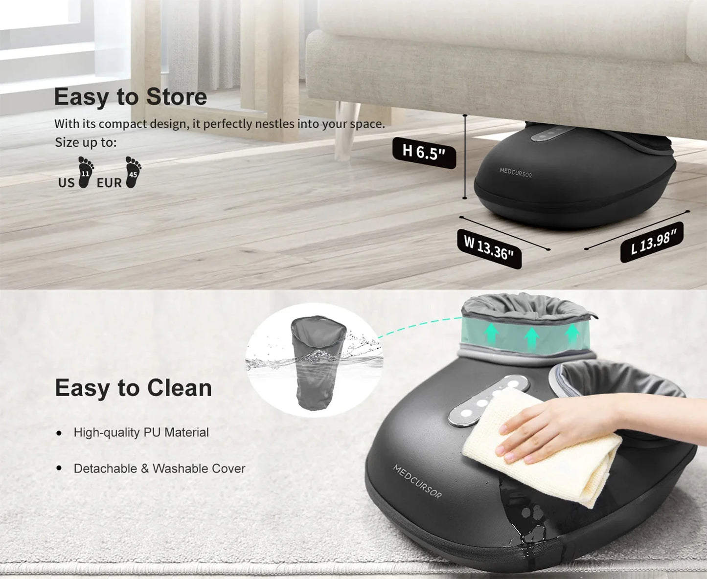 Foot Massager Shiatsu Deep-Kneading & Heat 15-Min Auto Timer