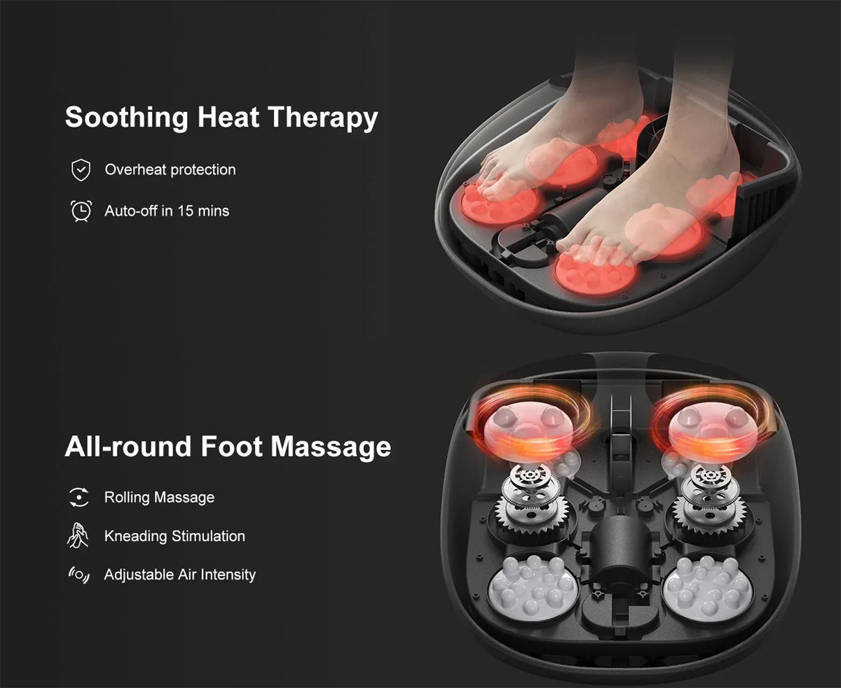 Foot Massager Shiatsu Deep-Kneading & Heat 15-Min Auto Timer