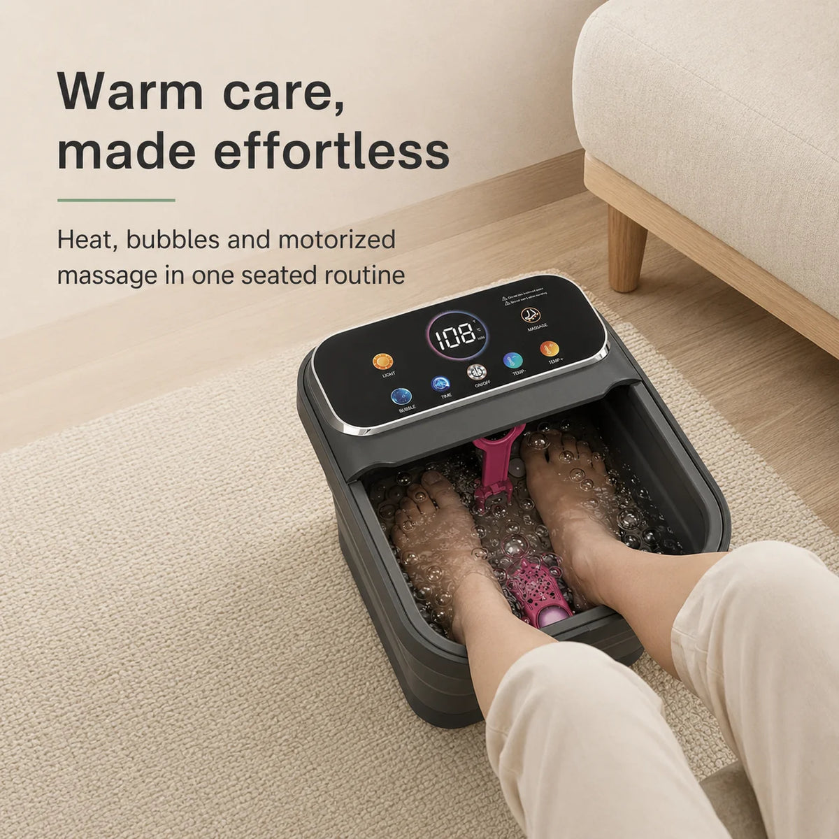 Foot Spa Collapsible Heated Bubble & Roller Massage