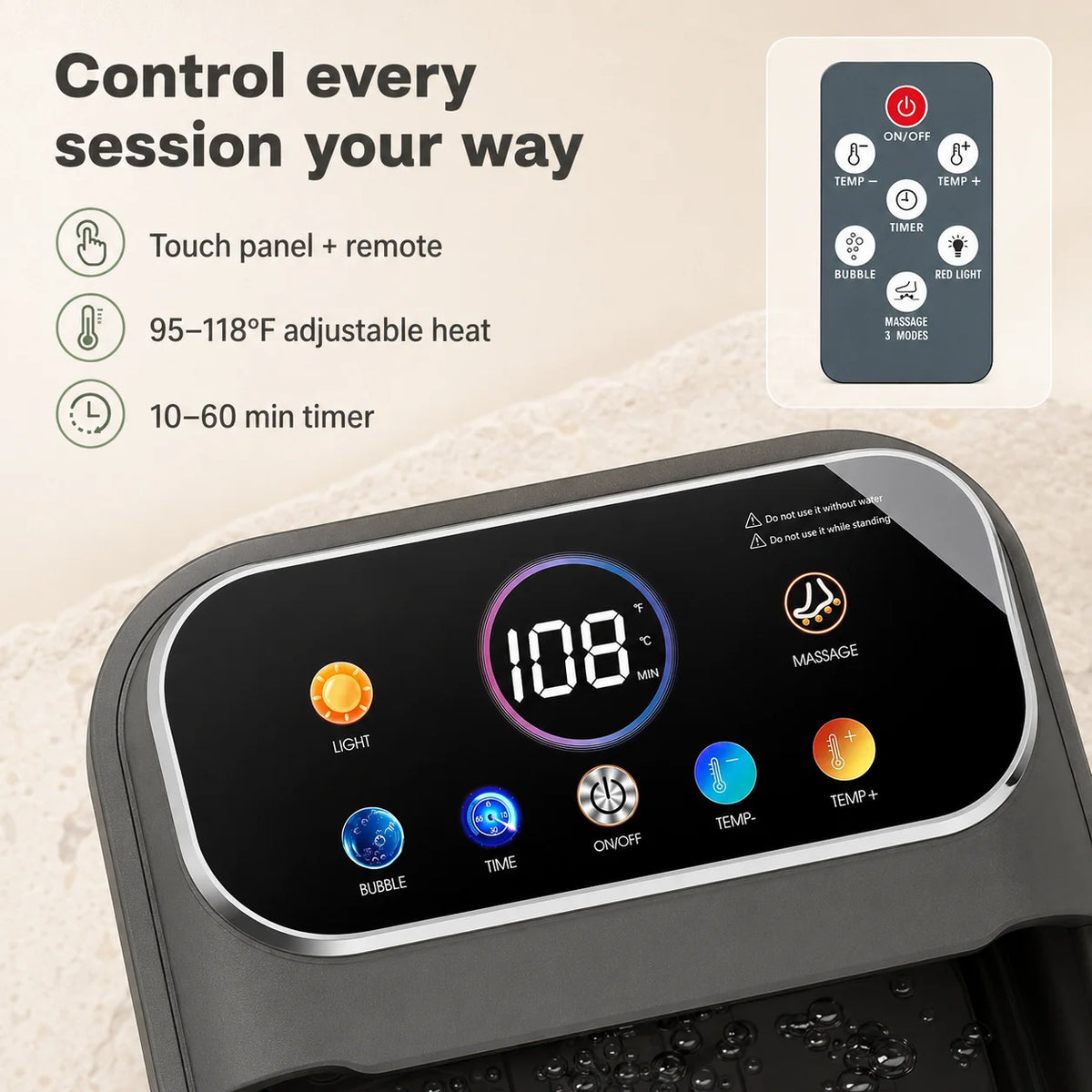 Foot Spa Collapsible Heated Bubble & Roller Massage