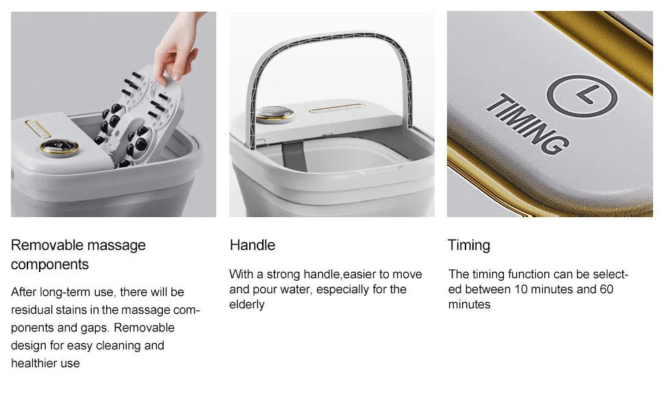 Foot Spa Foldable Heated Bubble & Roller Massage