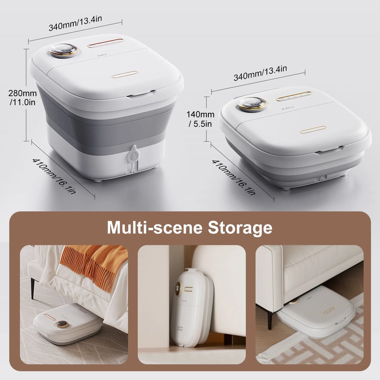 Foot Spa Foldable Heated Bubble & Roller Massage