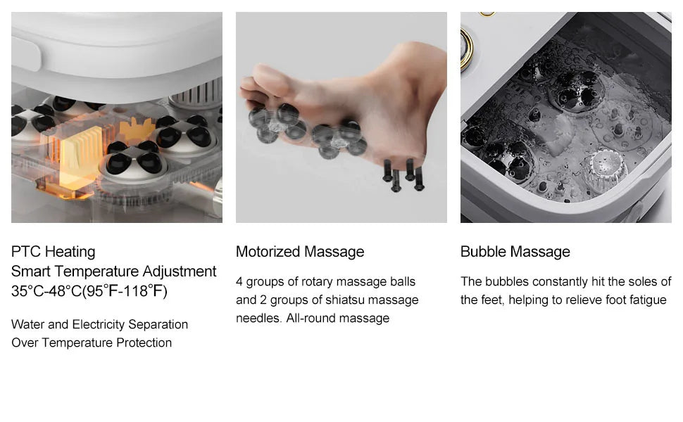 Foot Spa Foldable Heated Bubble & Roller Massage
