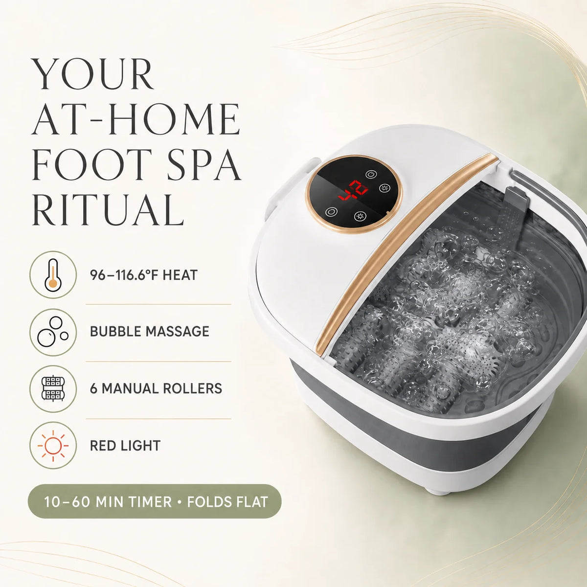 Foot Spa Foldable Heated Six Rollers