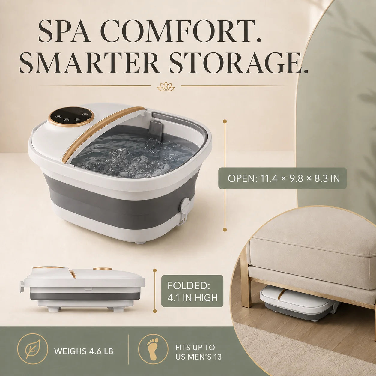 Foot Spa Foldable Heated Six Rollers