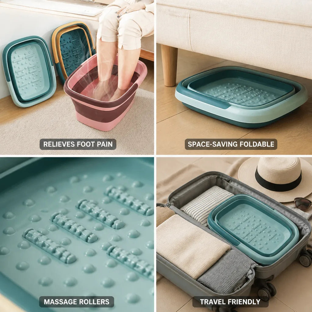 Foot Spa Foldable Space-Saving Massage Rollers