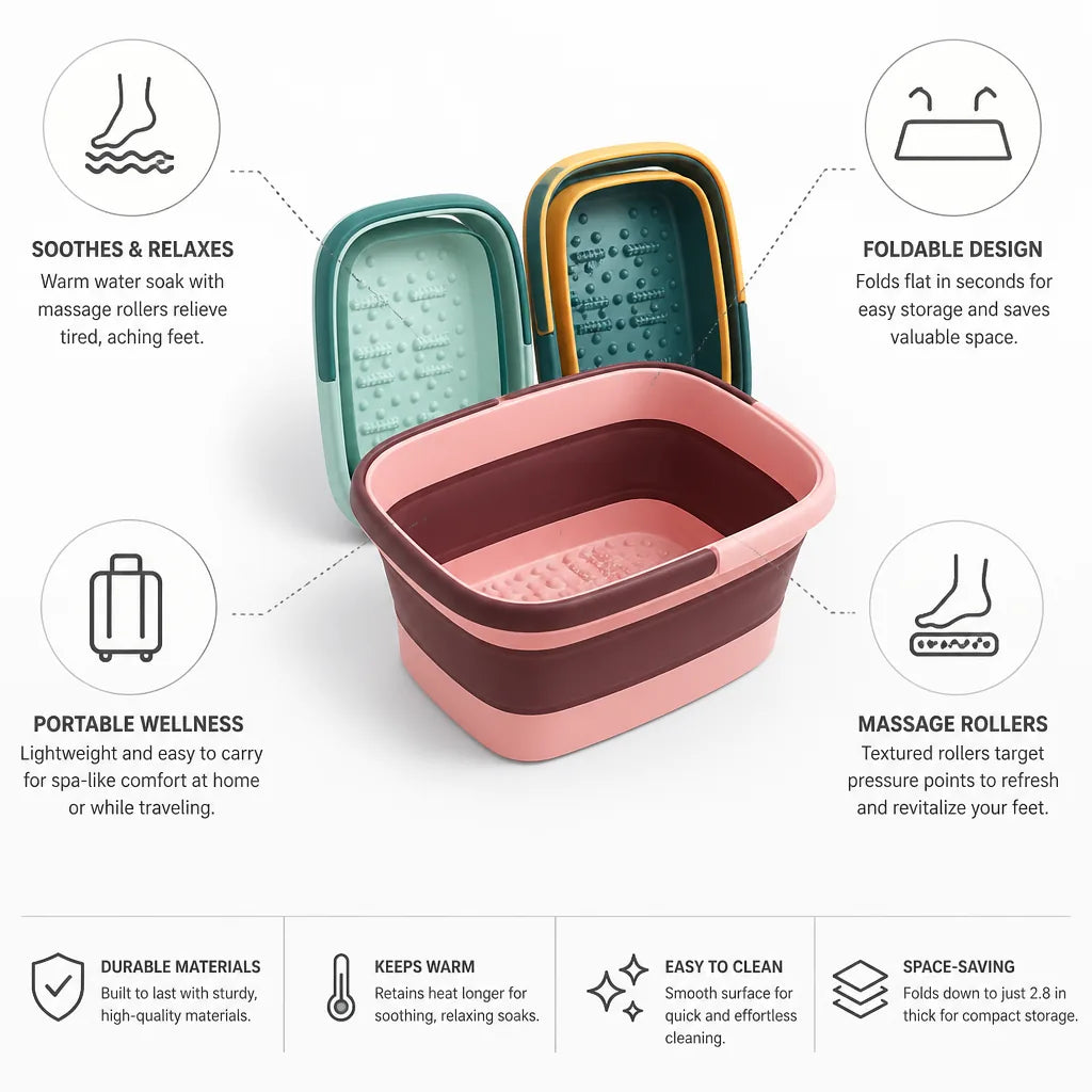 Foot Spa Foldable Space-Saving Massage Rollers