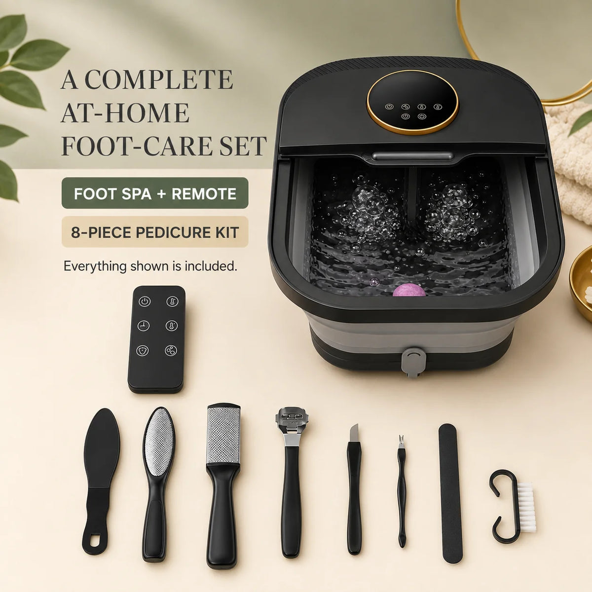 Foot Spa Heated Bubble & Roller Massage Remote Control