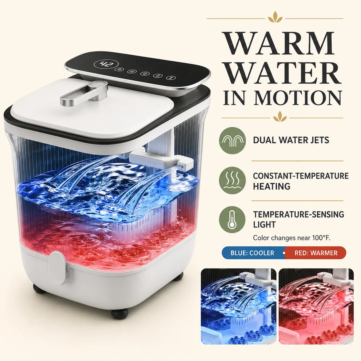 Foot Spa Massager Heated 3D Rollers & Calf Jets