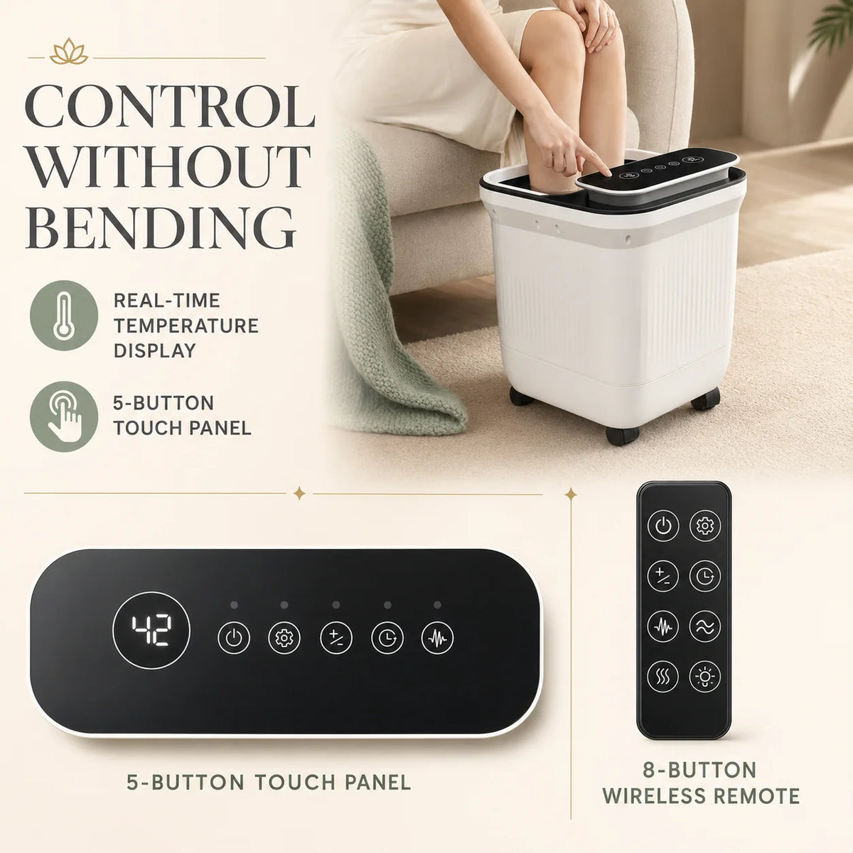 Foot Spa Massager Heated 3D Rollers & Calf Jets