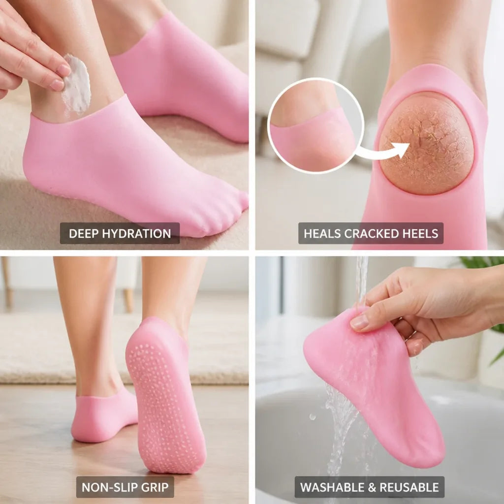 Foot Spa Socks Silicone Gel Lining Reusable & Non-Slip
