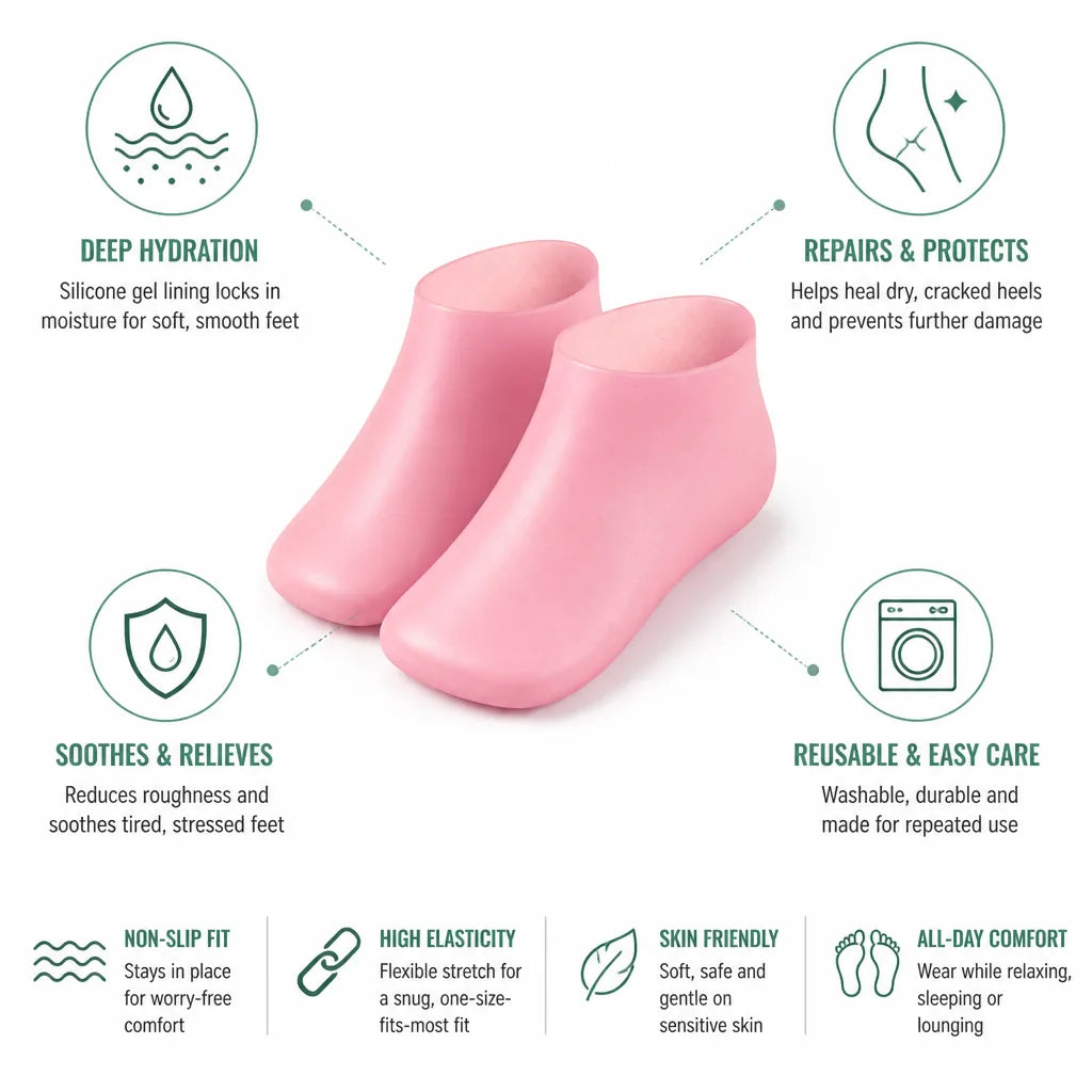 Foot Spa Socks Silicone Gel Lining Reusable & Non-Slip
