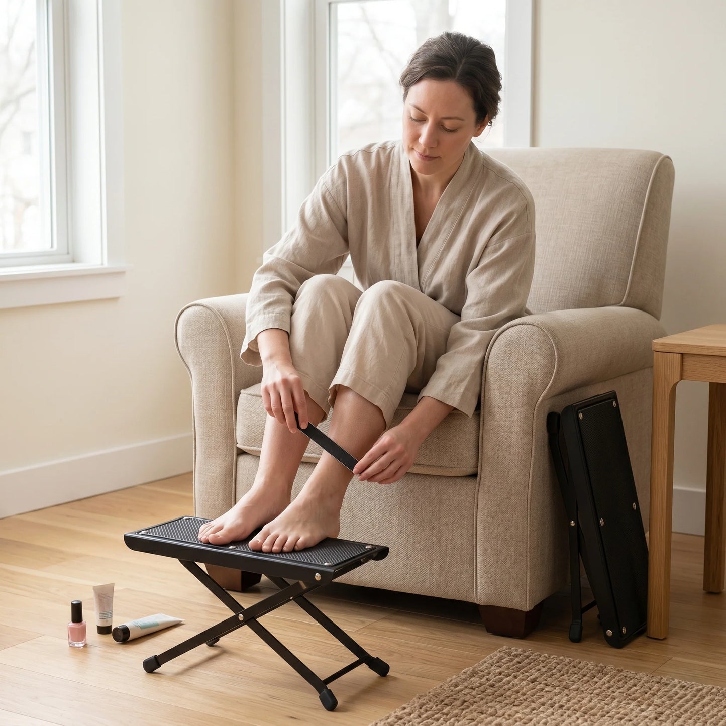 Footrest Platform Height-Adjustable Slip-Resistant Base