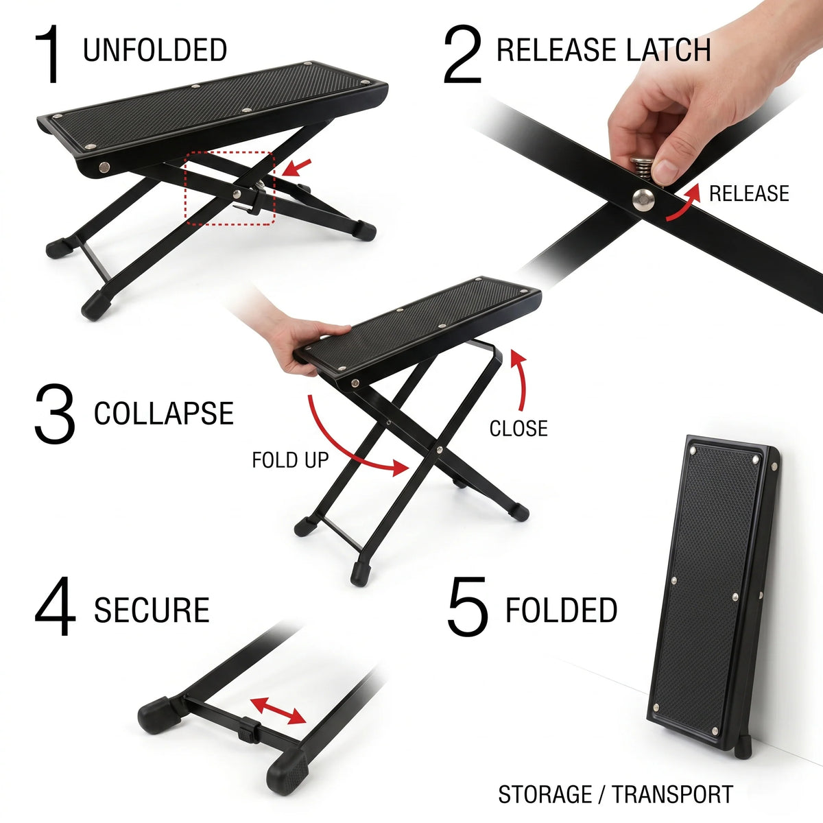 Footrest Platform Height-Adjustable Slip-Resistant Base