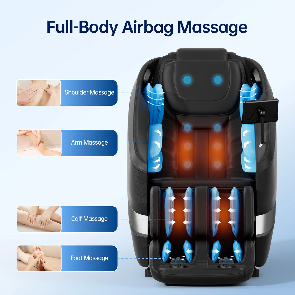 Full-Body Massage Chair 18 Bionic Rollers & Heat Therapy