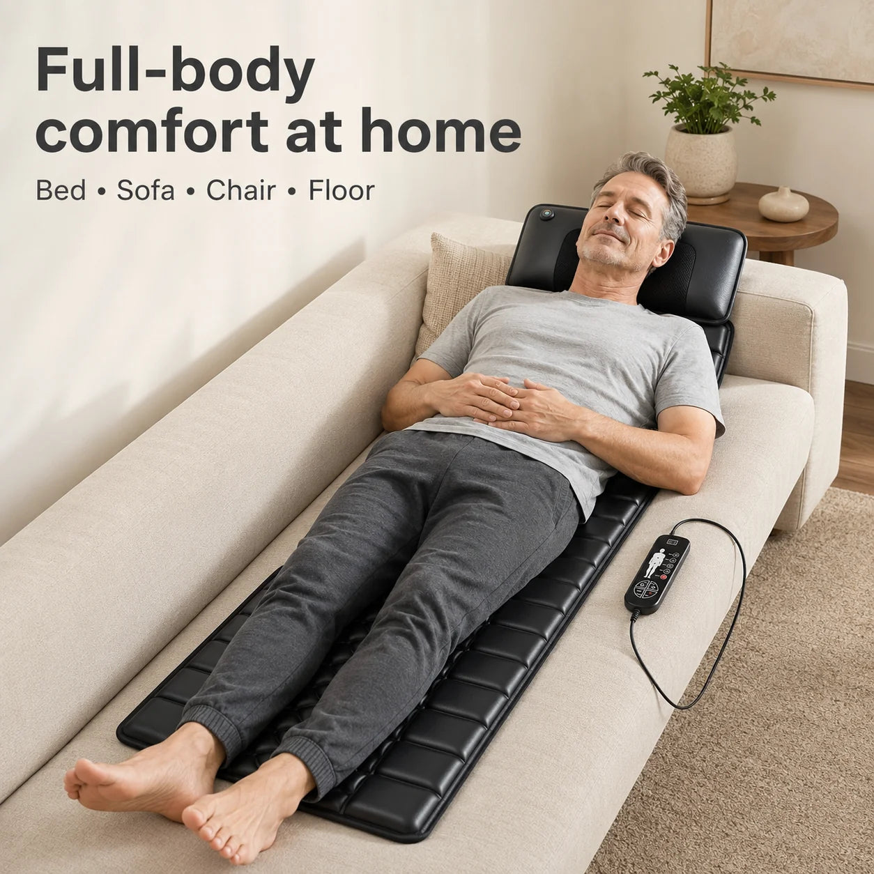 Full-Body Massage Mat Shiatsu Nodes 9 Modes & Heat