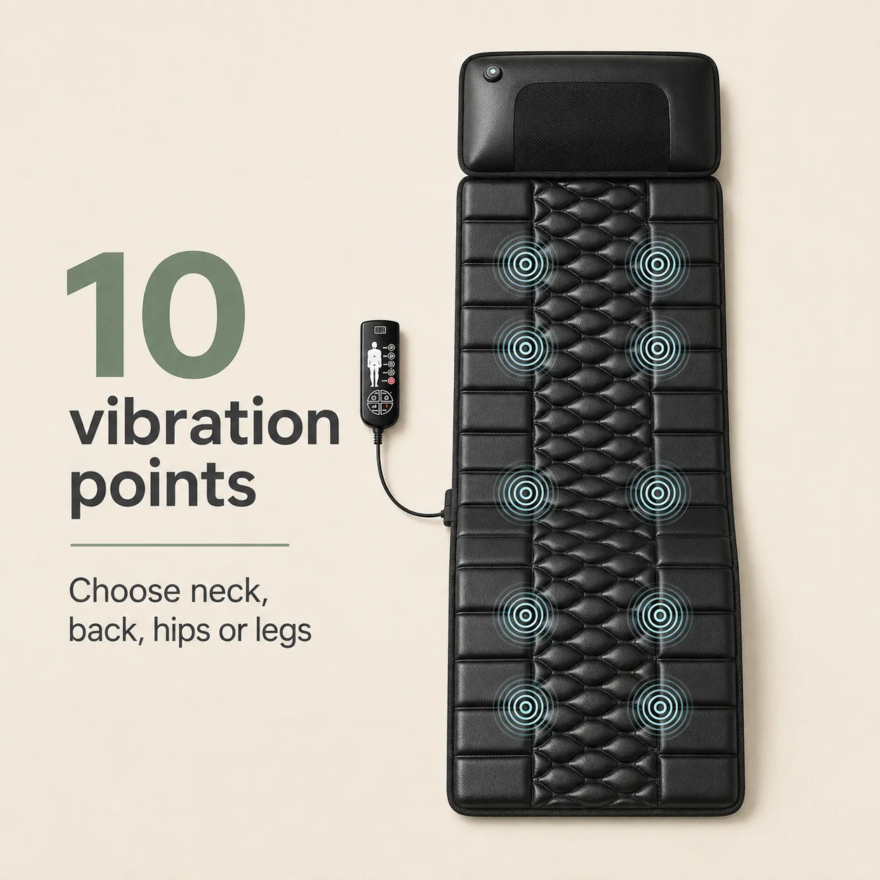 Full-Body Massage Mat Shiatsu Nodes 9 Modes & Heat