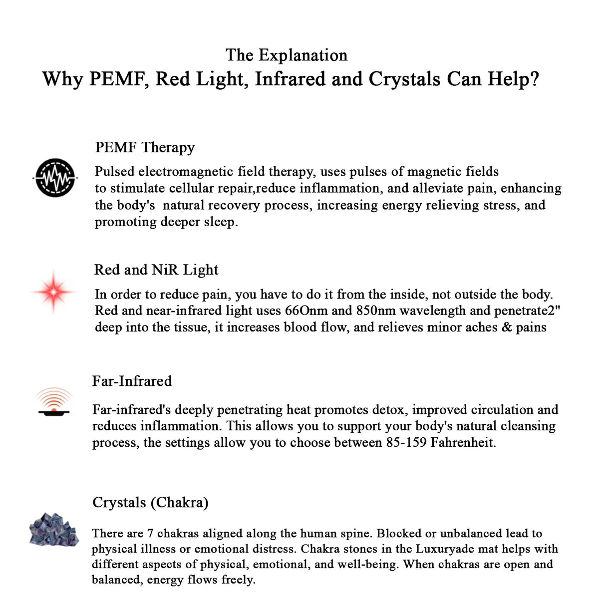 Full-Body Therapy Mat PEMF & Far-Infrared Gemstone Layer
