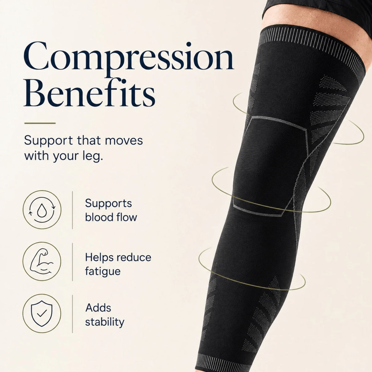 Full-Leg Compression Sleeve Non-Slip Breathable Thigh & Knee Support