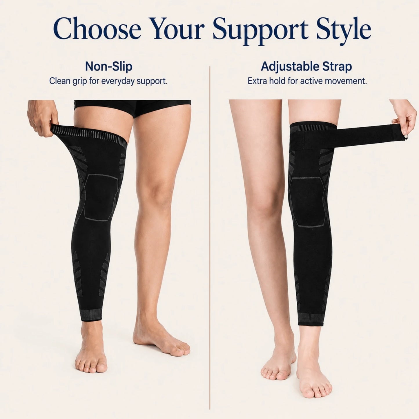 Full-Leg Compression Sleeve Non-Slip Breathable Thigh & Knee Support