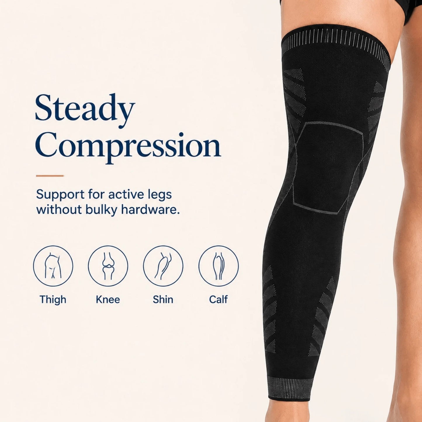 Full-Leg Compression Sleeve Non-Slip Breathable Thigh & Knee Support