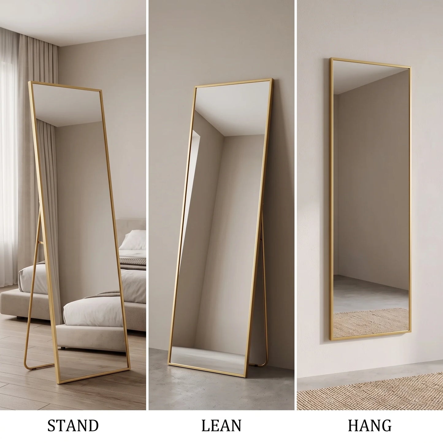 Full-Length Mirror Aluminum Frame 64 x 21 In