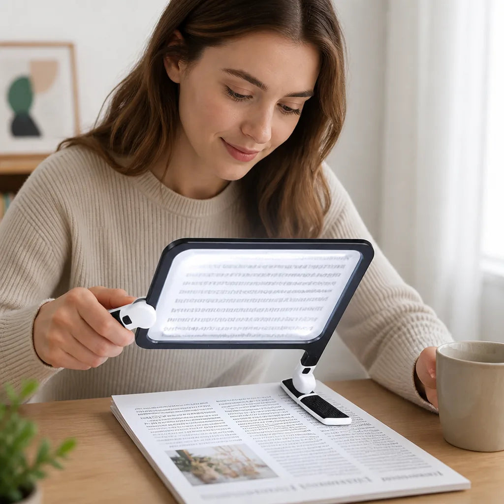Full-Page Magnifier LED Light & Foldable Stand