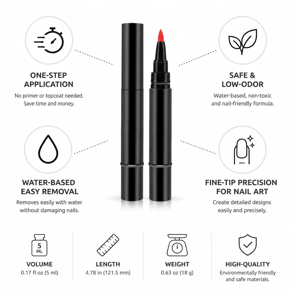 Gel Nail Pen One-Step Fine-Tip Water-Based