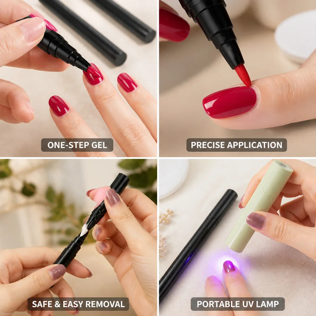 Gel Nail Pen One-Step Fine-Tip With UV Lamp