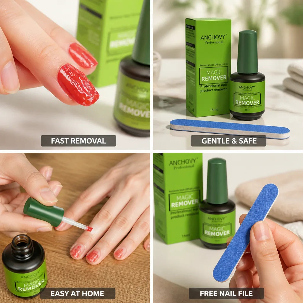 Gel Nail Polish Remover Fast-Acting Gentle Free Nail File