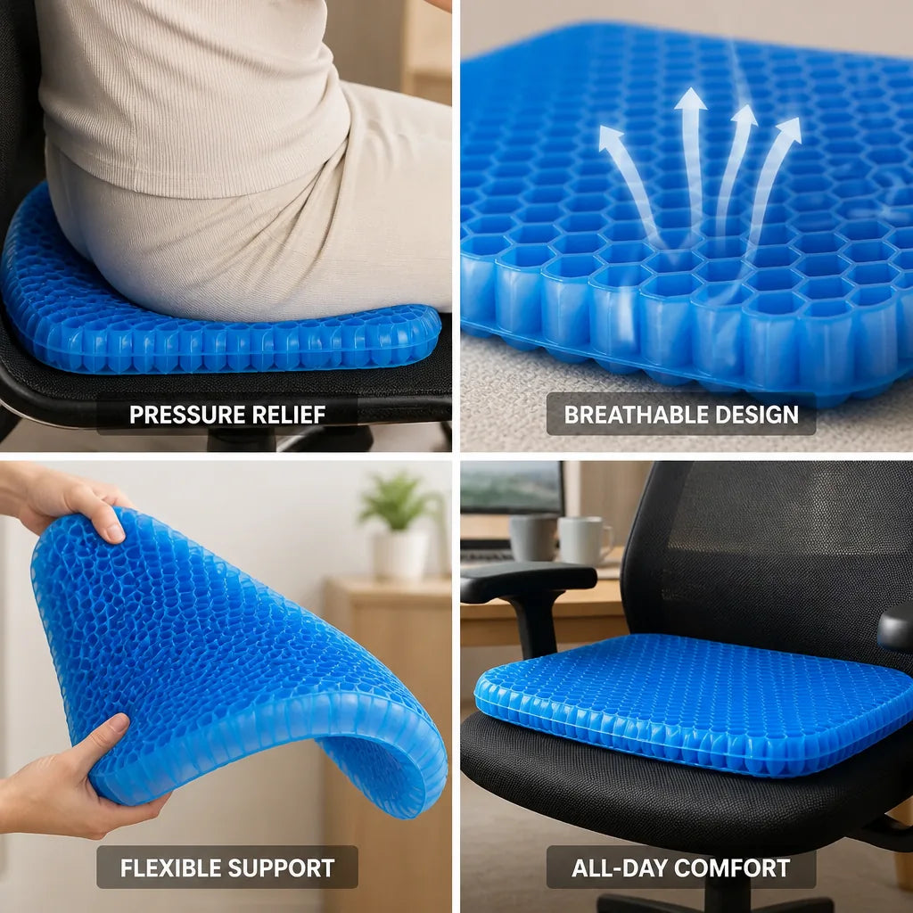 Gel Seat Cushion Honeycomb Breathable Pressure Relief