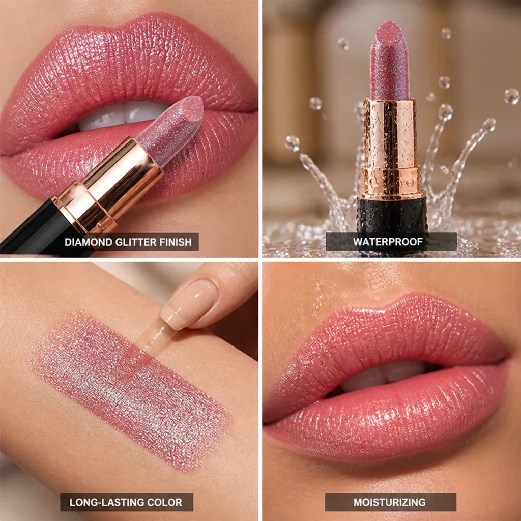 Glitter Lipstick Diamond Finish Waterproof & Moisturizing