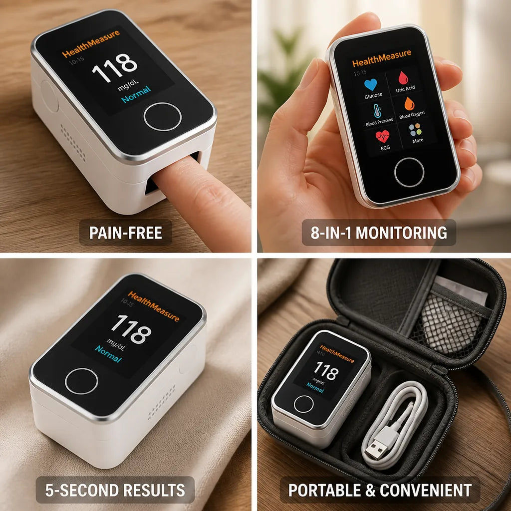 Glucose Monitor Non-Invasive 8-In-1 5-Second Readout