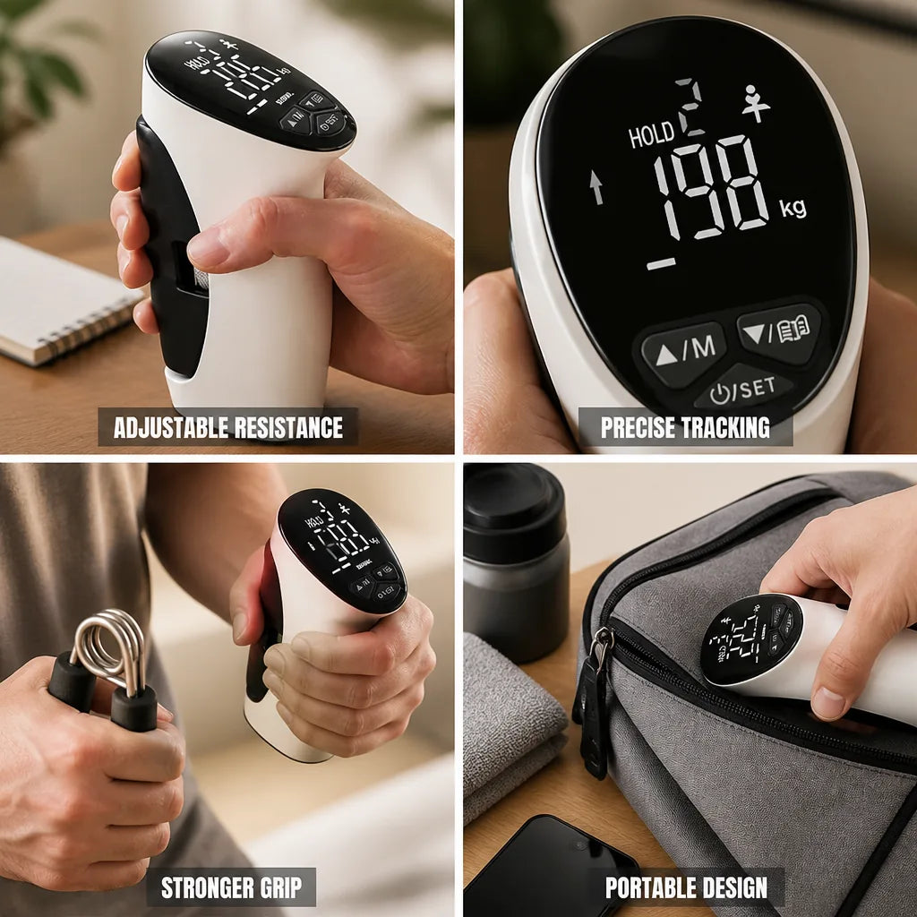 Grip Strength Trainer Adjustable Resistance & Progress Tracking