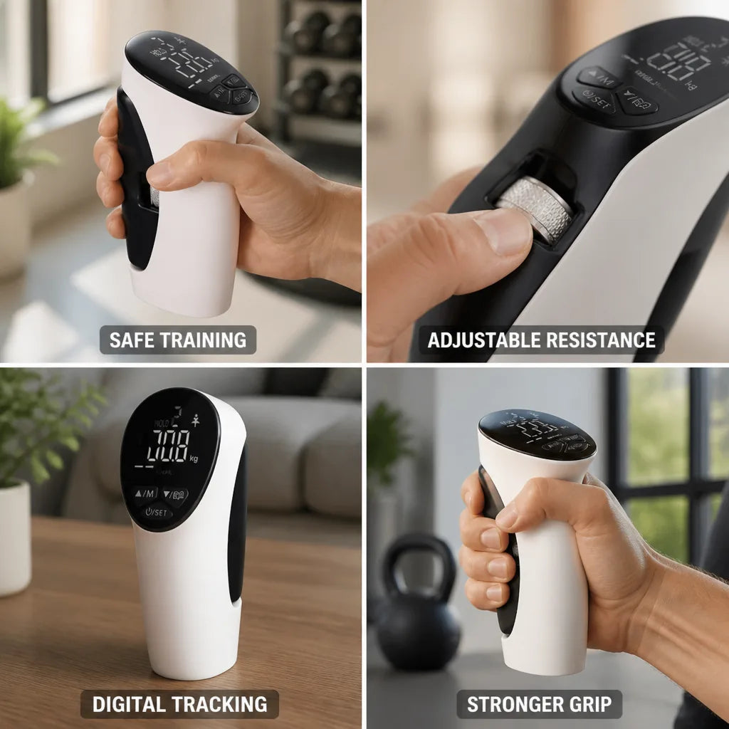 Grip Trainer Adjustable Resistance & Digital Tracking