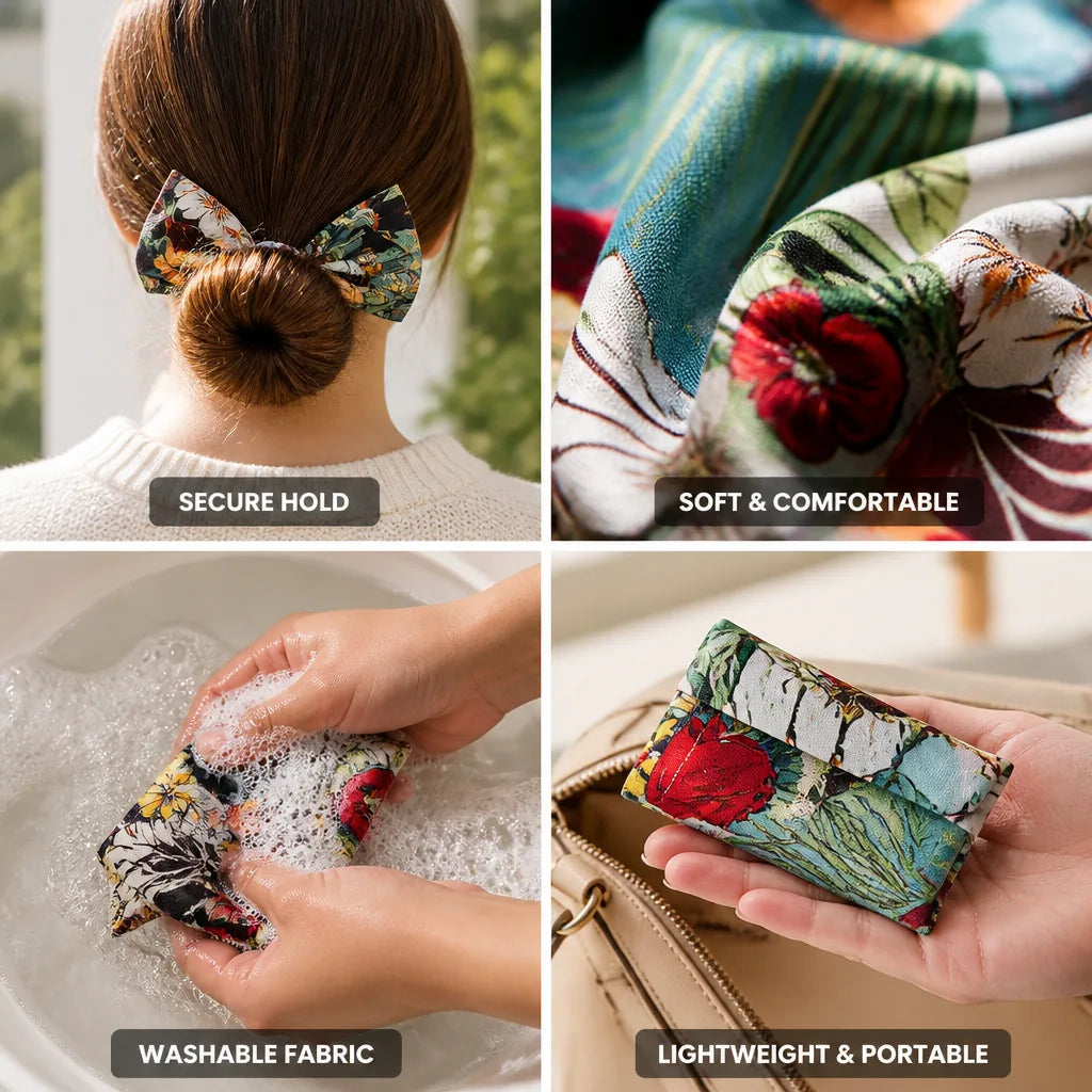 Hair Bun Maker Floral Fabric Soft & Washable Non-Slip