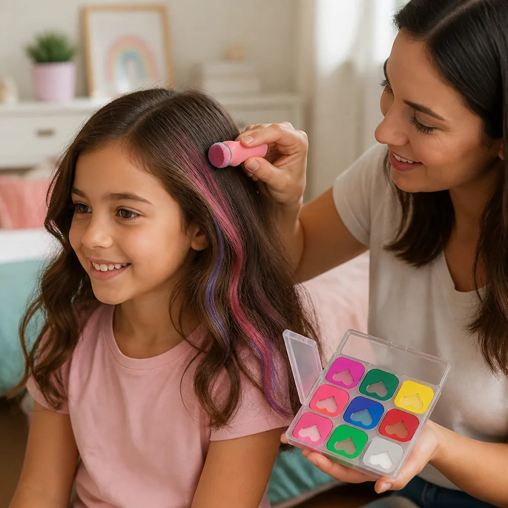 Hair Chalk Set Pearl Finish Mess-Free 12 Colors