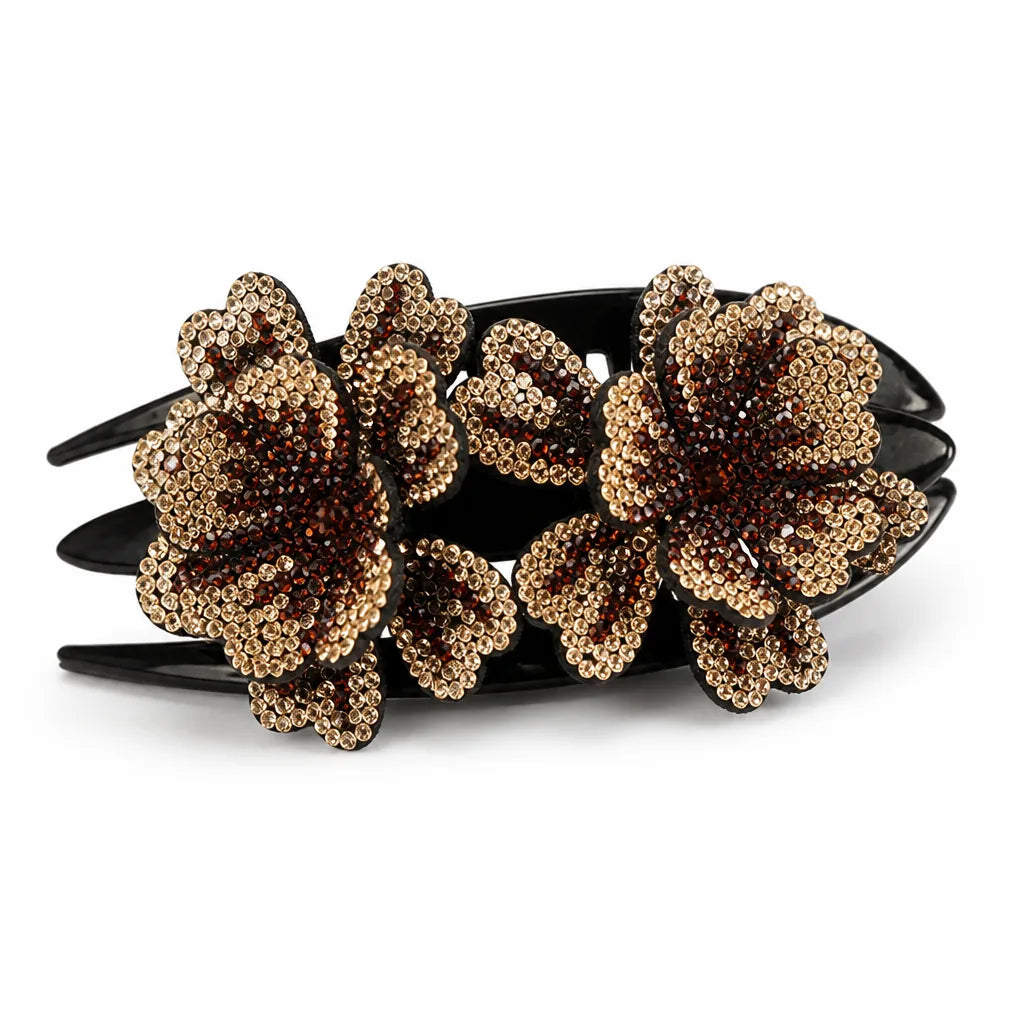 Hair Clip Floral Sparkling Stones All-Day Hold