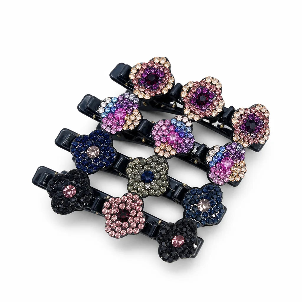 Hair Clip Set Braided Crystal Accent Set of 2