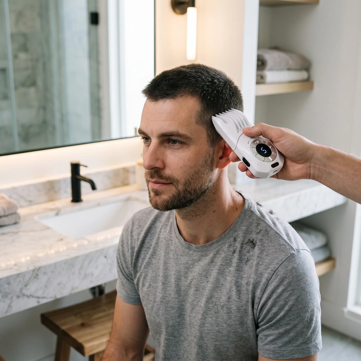 Hair Clipper Adjustable Length LCD Display Detachable Blade