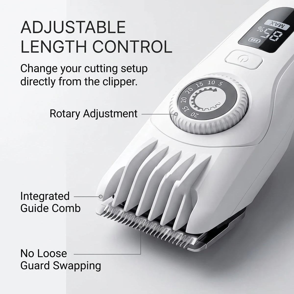 Hair Clipper Adjustable Length LCD Display Detachable Blade