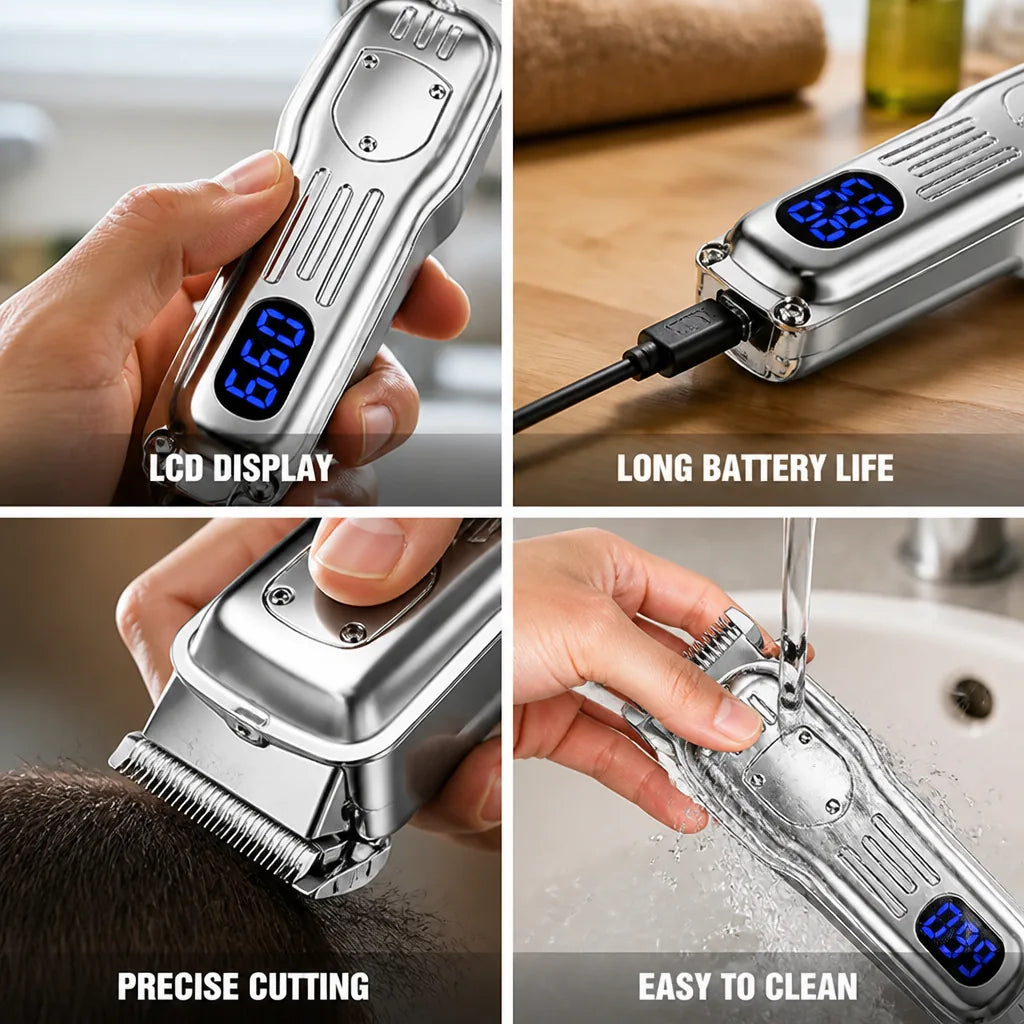 Hair Clipper Cordless LCD Display & Long Battery Life
